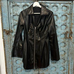 Black Pleather Long sleeved dress - Medium